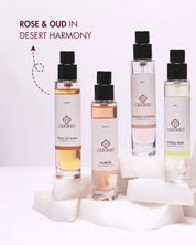 Four 15ml CASORRO perfume bottles with different scents on a white background